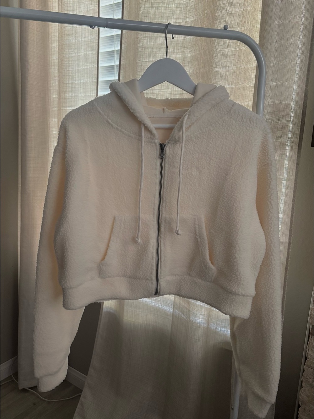 Cream Teddy Sherpa Zip Hoodie